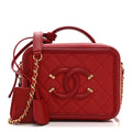Chanel Caviar Quilted Small CC Filigree Vanity Case Red