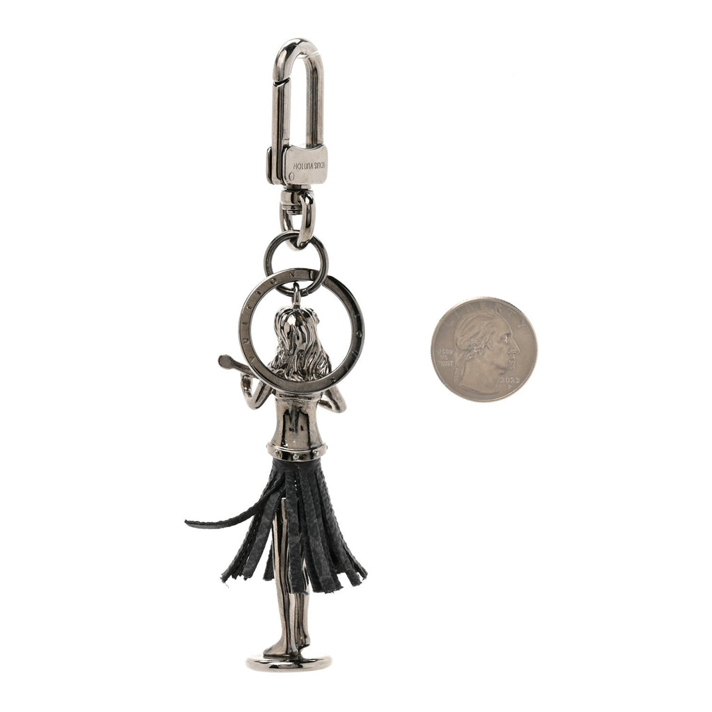 Louis Vuitton Metal Aloha Hula Girl Bag Charm Key Holder Silver
