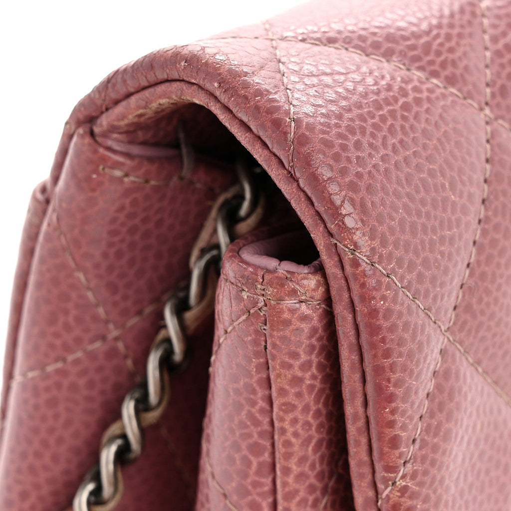 Chanel Caviar Quilted Clutch With Chain Flap Purple