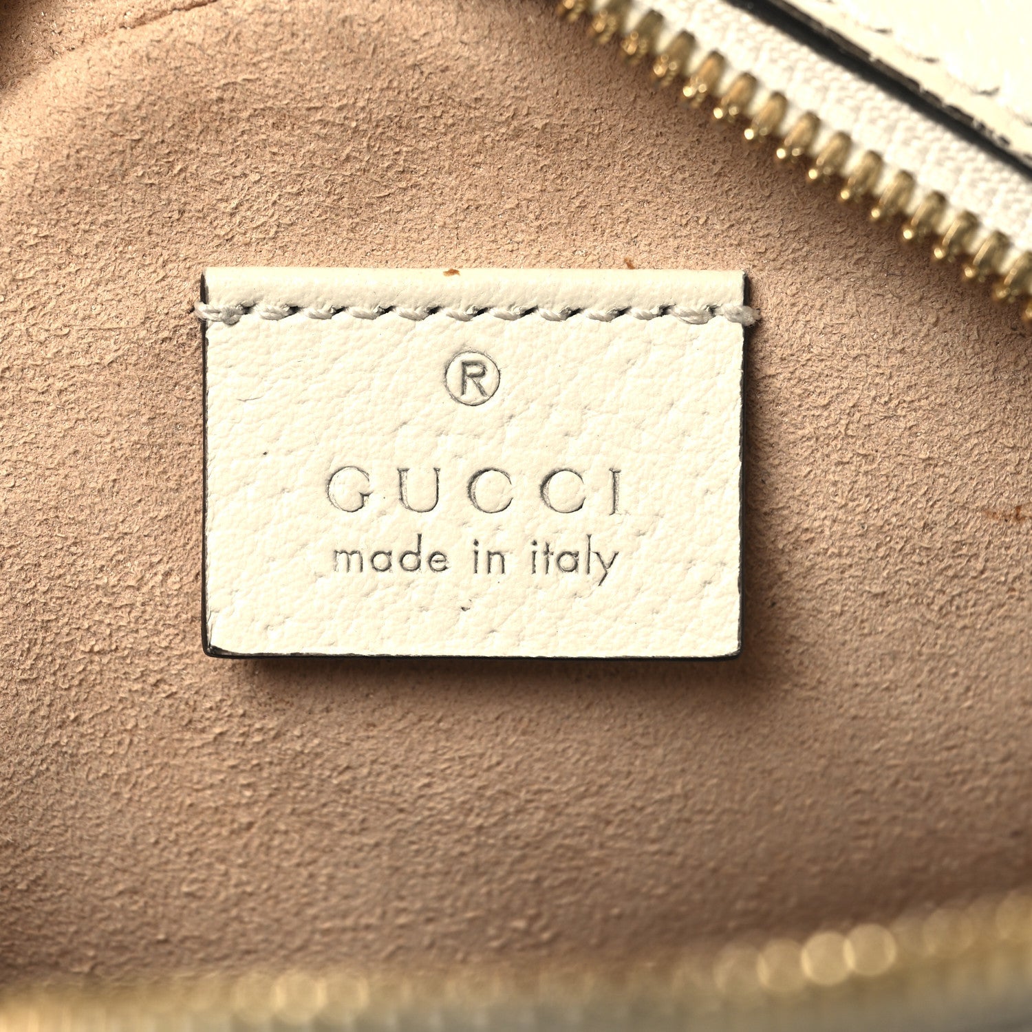 Gucci Textured Calfskin Web Mini Ophidia Round Shoulder Bag Mystic White