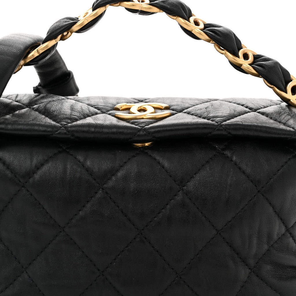 Chanel Crumpled Lambskin Quilted Small CC Links Shoulder Bag Black