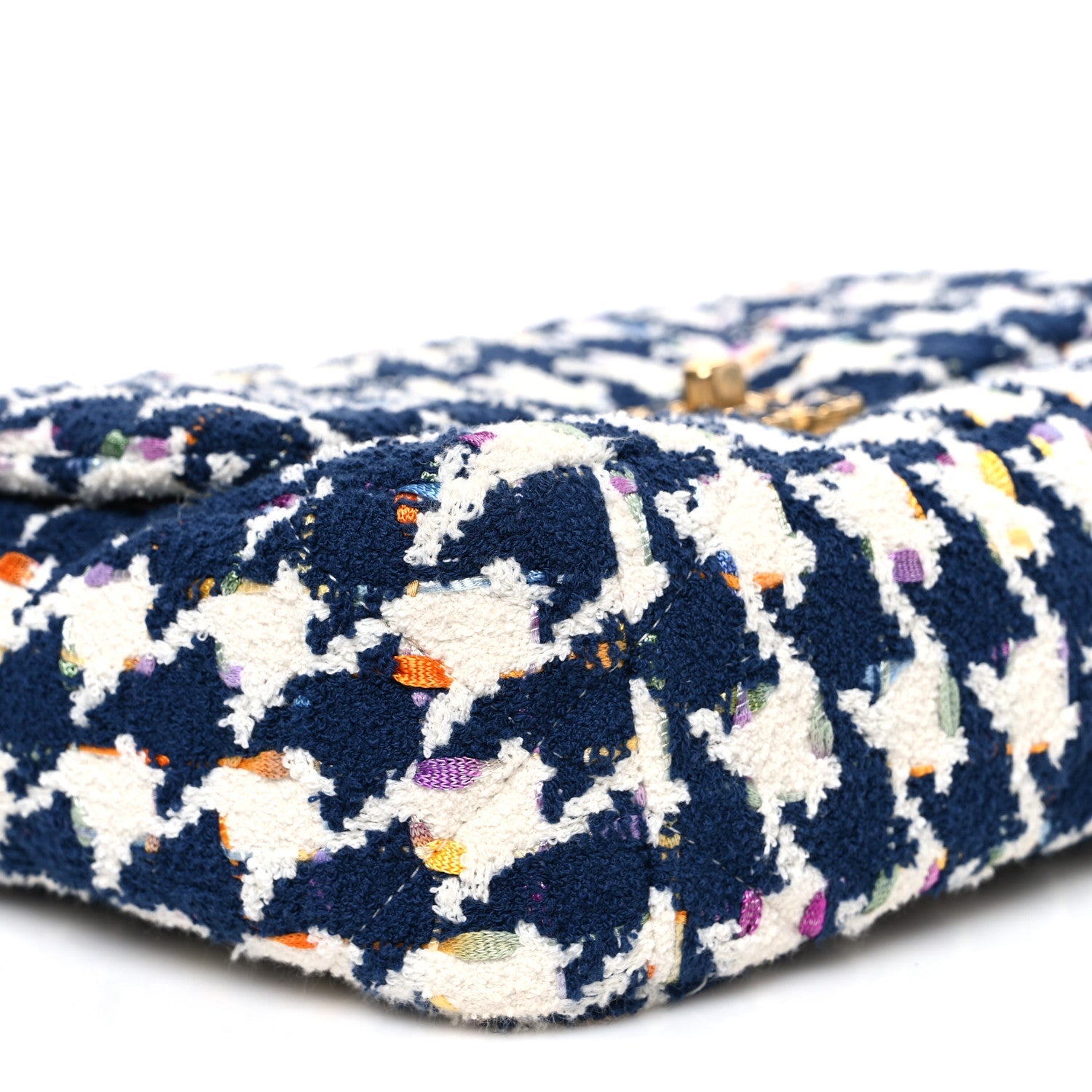 Chanel Tweed Quilted Medium Chanel 19 Flap Ecru Navy Blue Multicolor