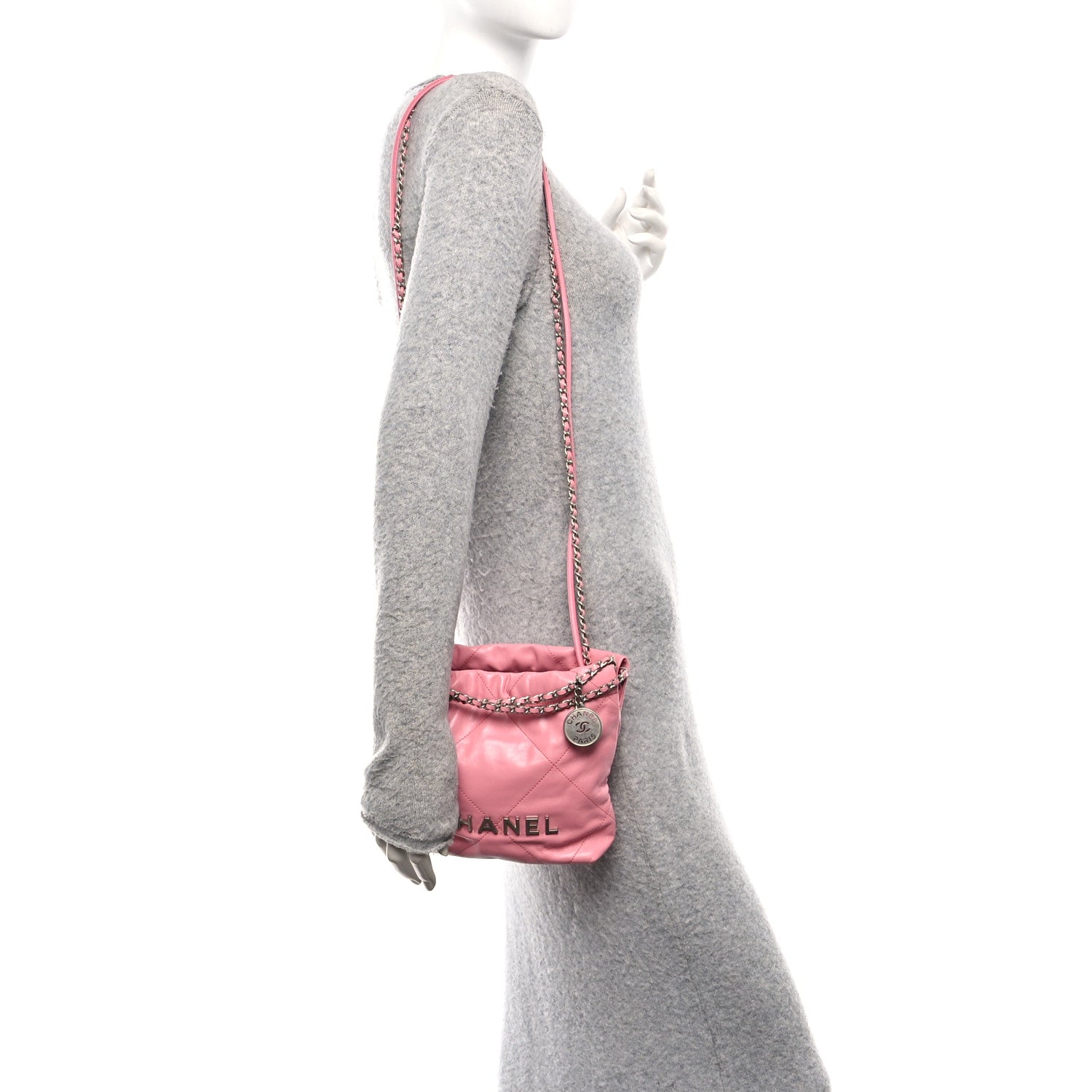 Chanel Shiny Calfskin Quilted Mini Chanel 22 Pink