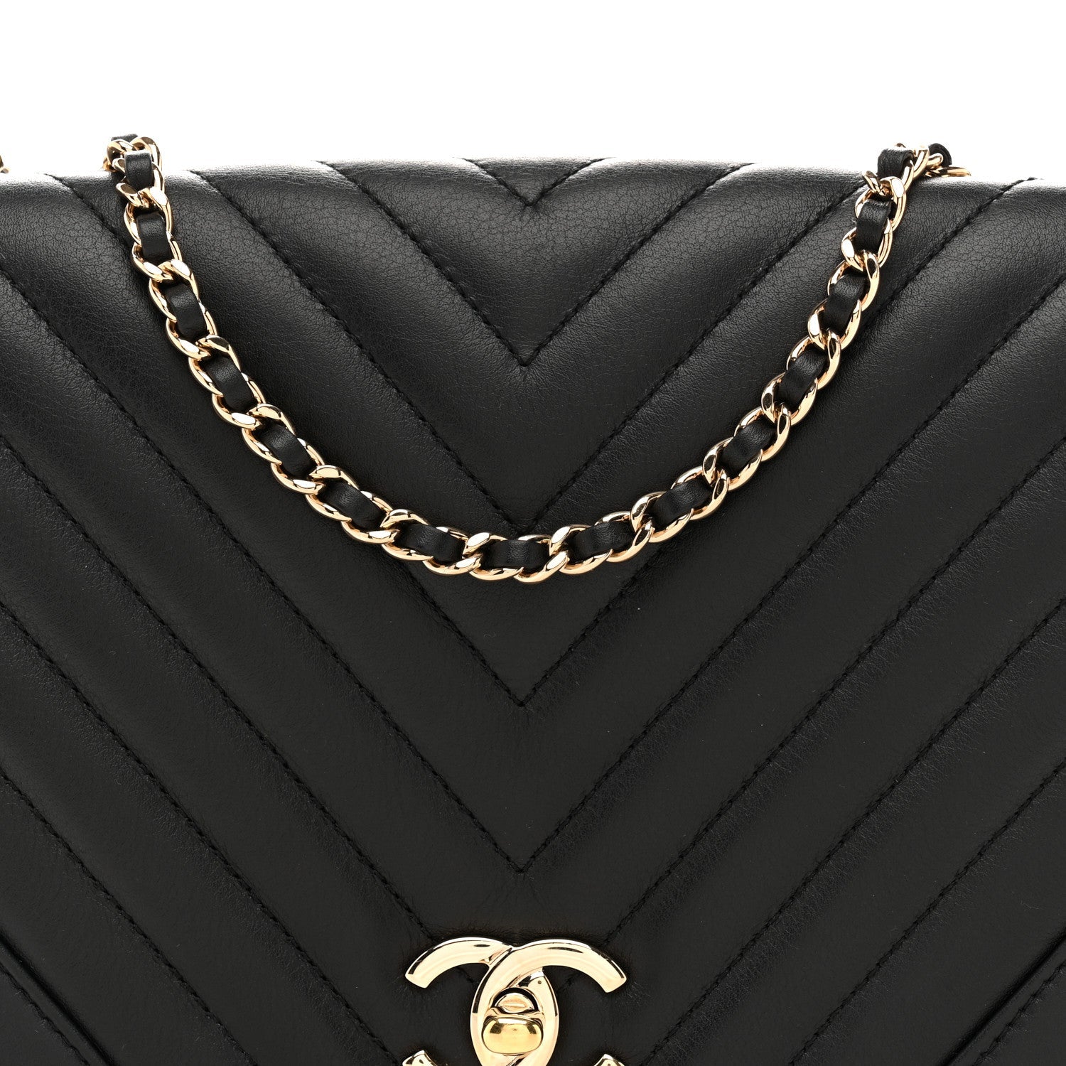 Chanel Calfskin Chevron Quilted Small Statement Flap Black