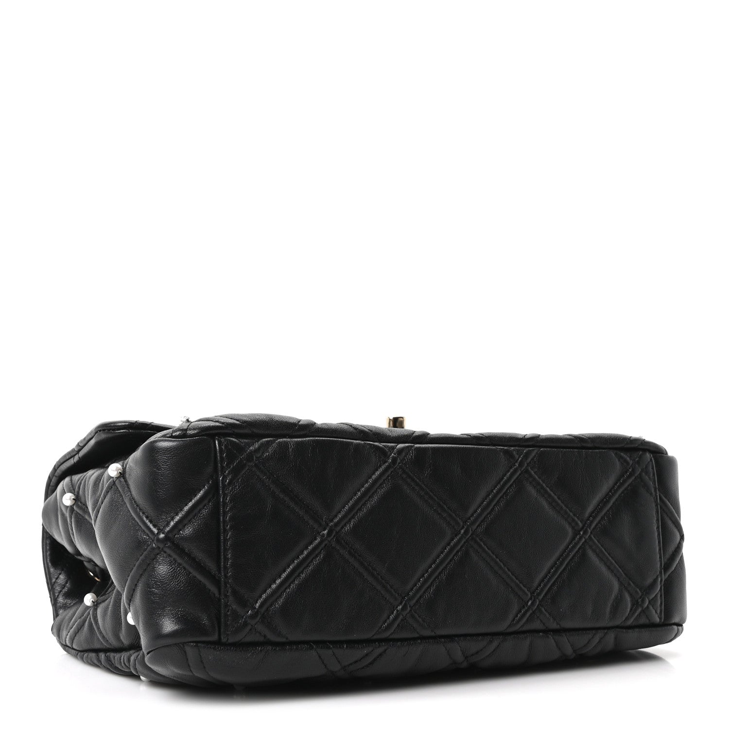 Chanel Lambskin Quilted Pearl Studded Flap Black