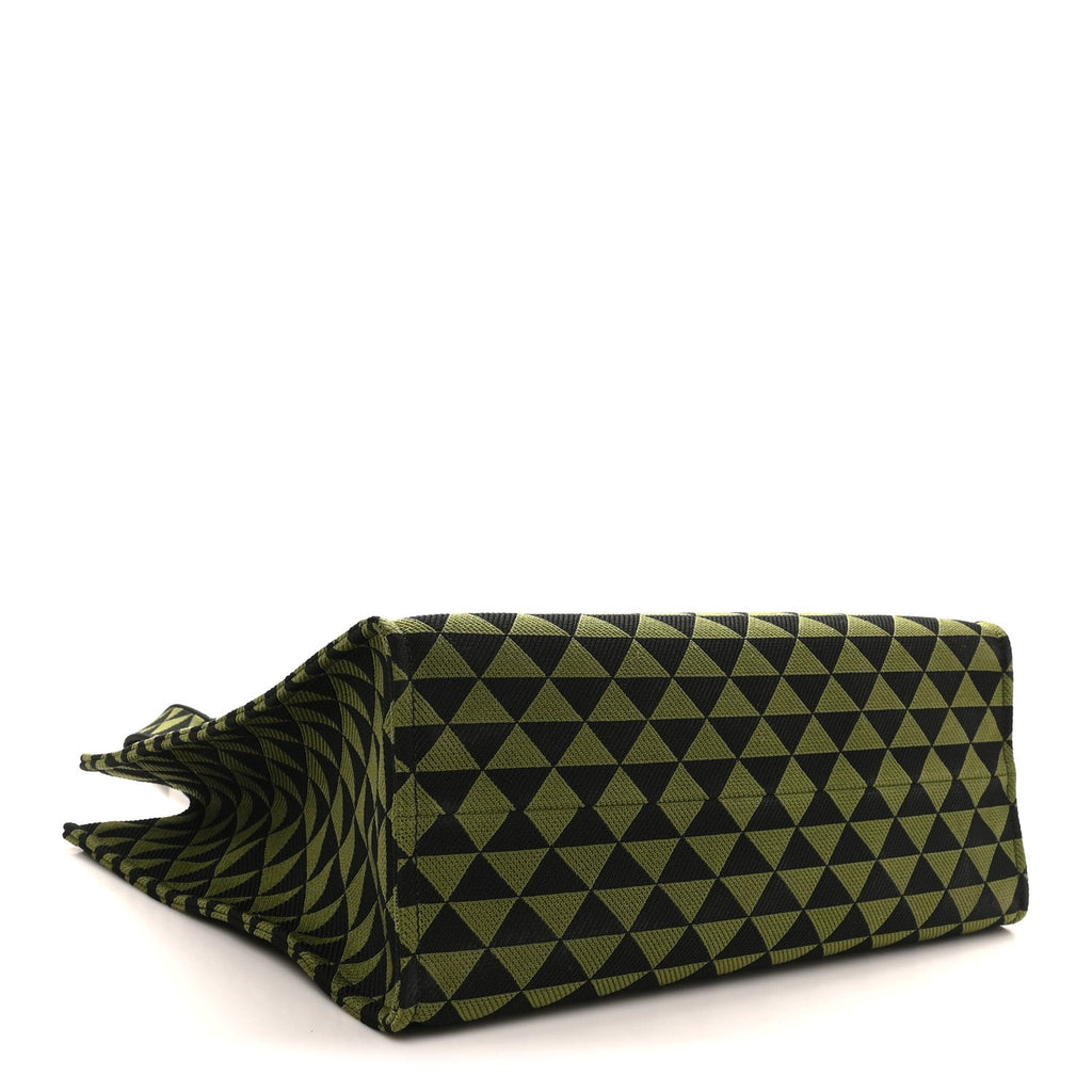 Prada Jacquard Saffiano Triangolo Symbole Embroidered Shopping Tote Black Edera