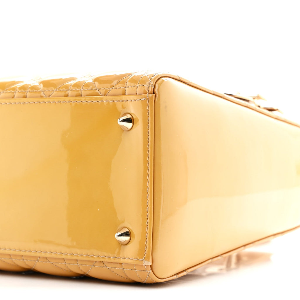 Christian Dior Patent Cannage Medium Lady Dior Dark Beige