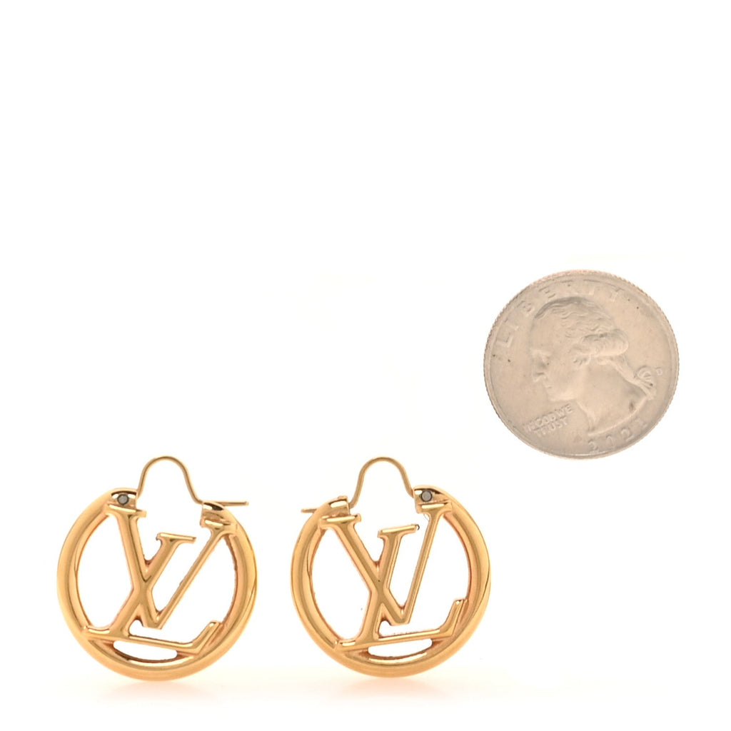 Louis Vuitton Metal Small Louise Hoop Earrings Gold