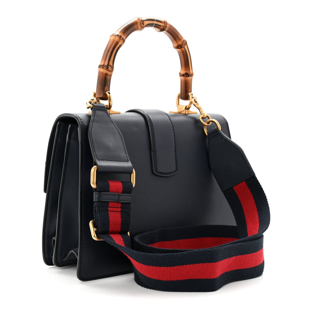 Gucci Moon Calfskin Bamboo Web Medium Dionysus Top Handle Bag Blue Emerald Hibiscus Red