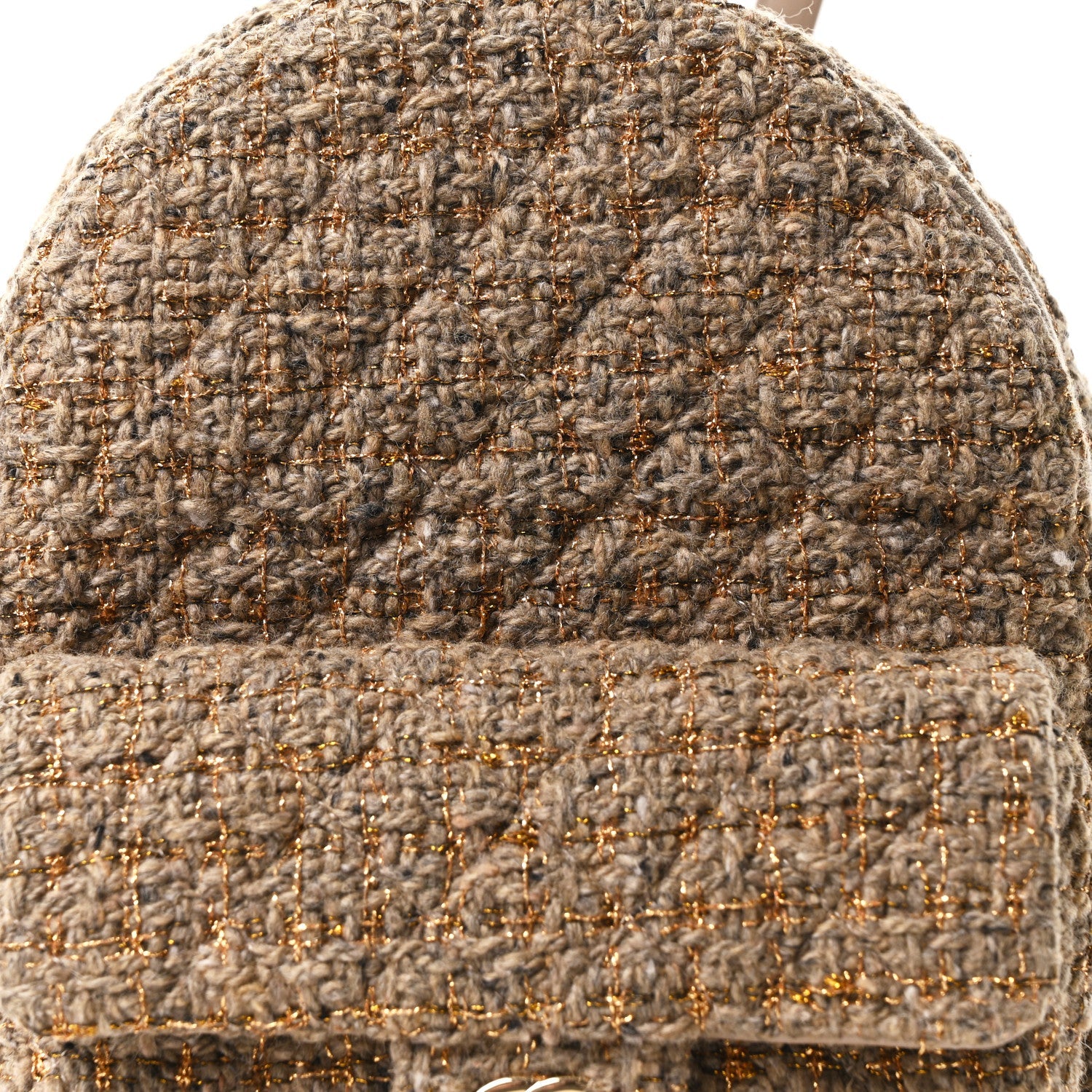 Chanel Tweed Front Pocket Backpack Beige