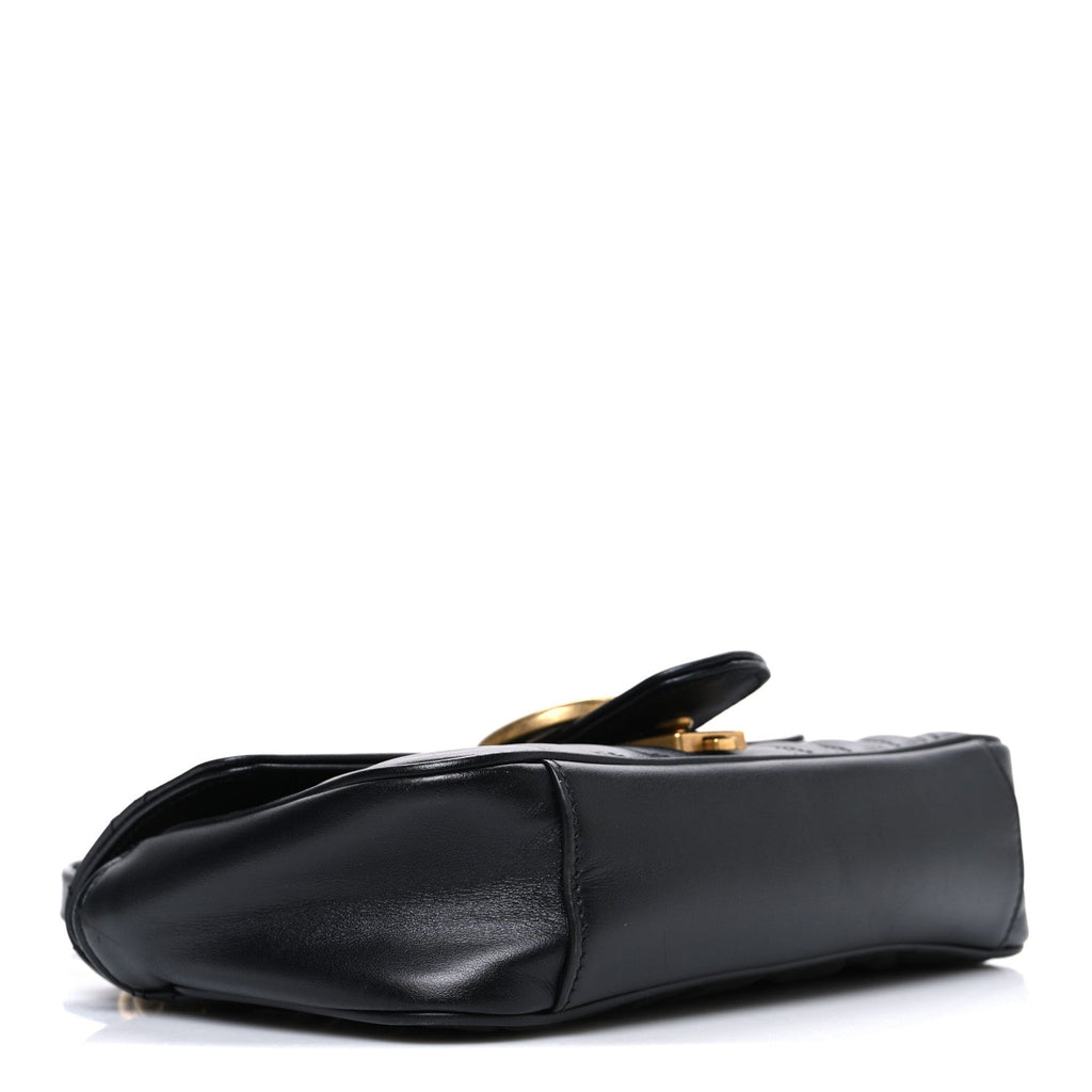 Gucci Calfskin Matelasse Mini GG Marmont Shoulder Bag Black
