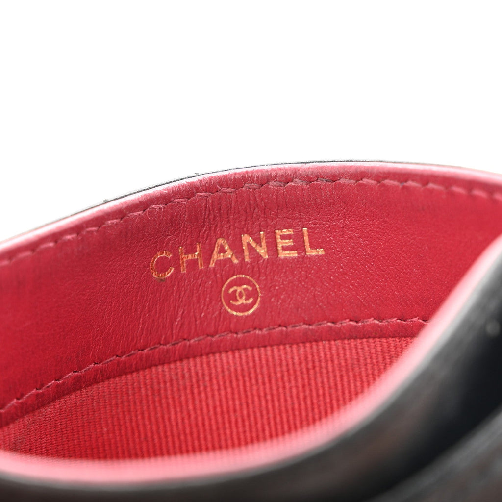 Lambskin Quilted Chanel 19 Card Holder Black