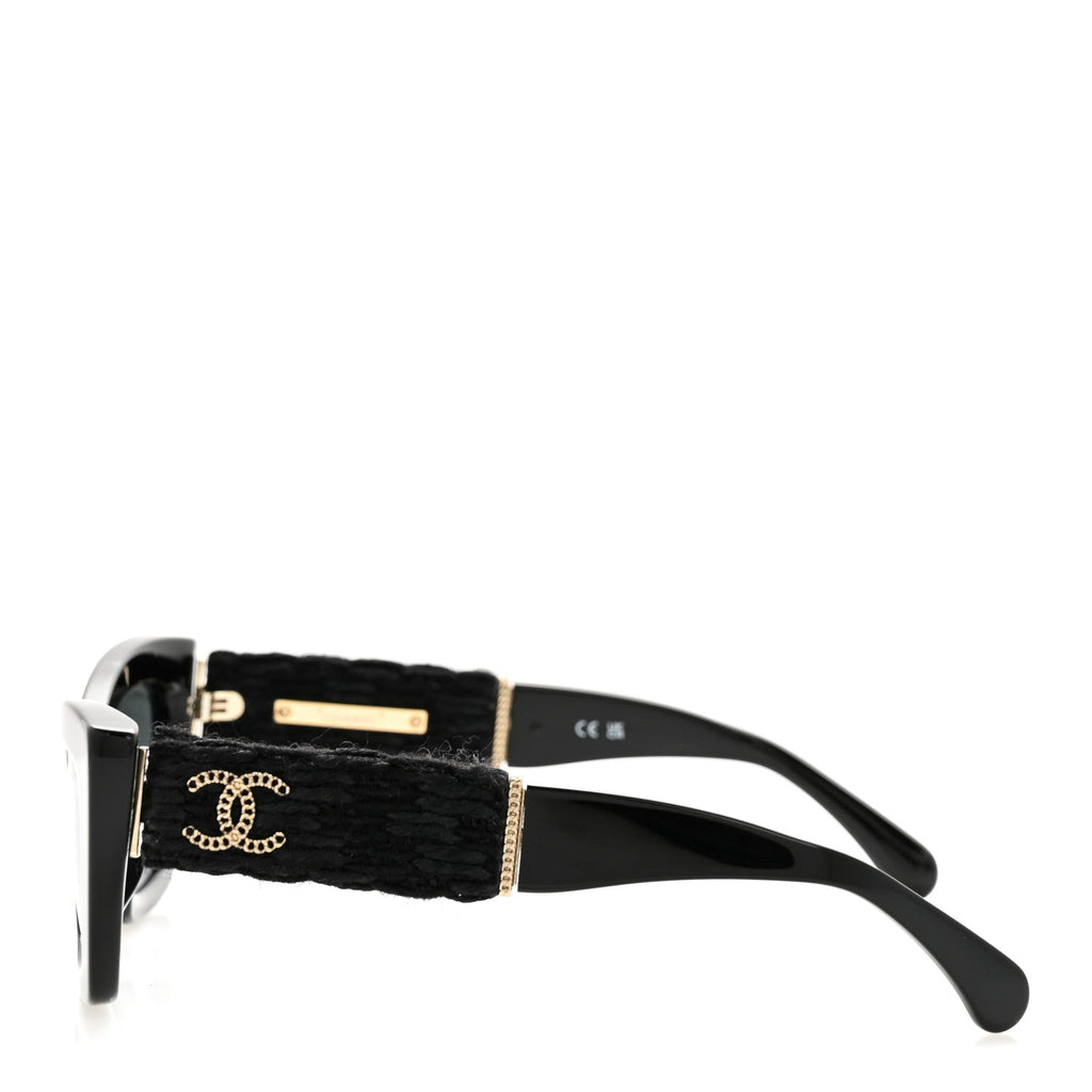 Acetate Tweed CC Cat Eye Sunglasses 71550A Black