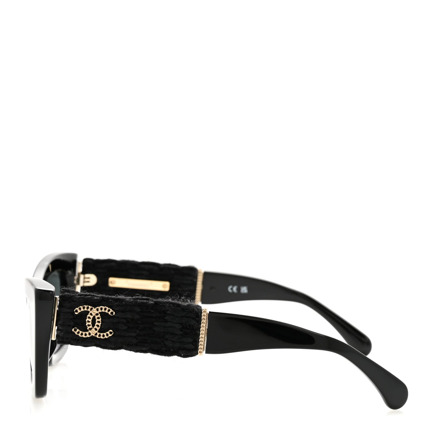 Acetate Tweed CC Cat Eye Sunglasses 71550A Black