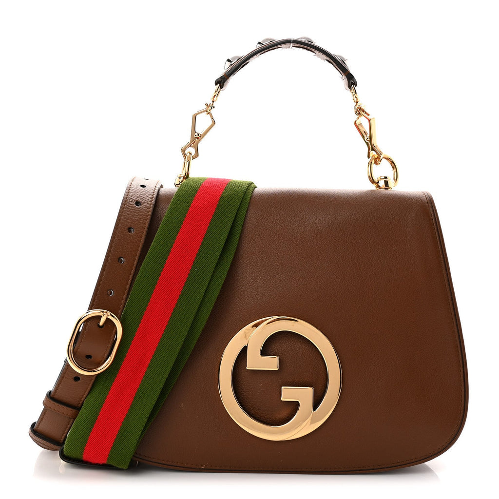 Gucci Roxy Calfskin Web Medium Blondie Shoulder Flap Bag Cuir