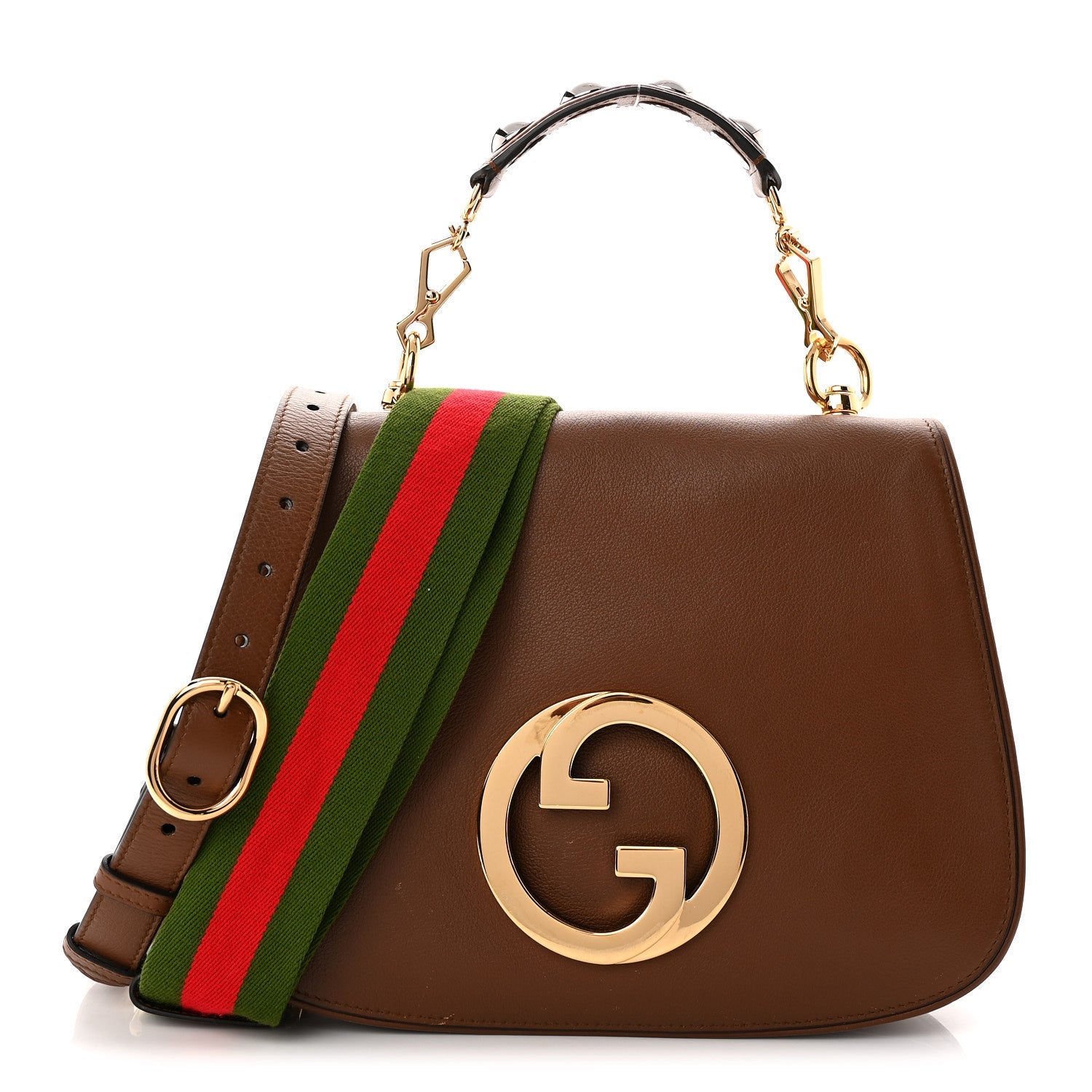 Gucci Roxy Calfskin Web Medium Blondie Shoulder Flap Bag Cuir