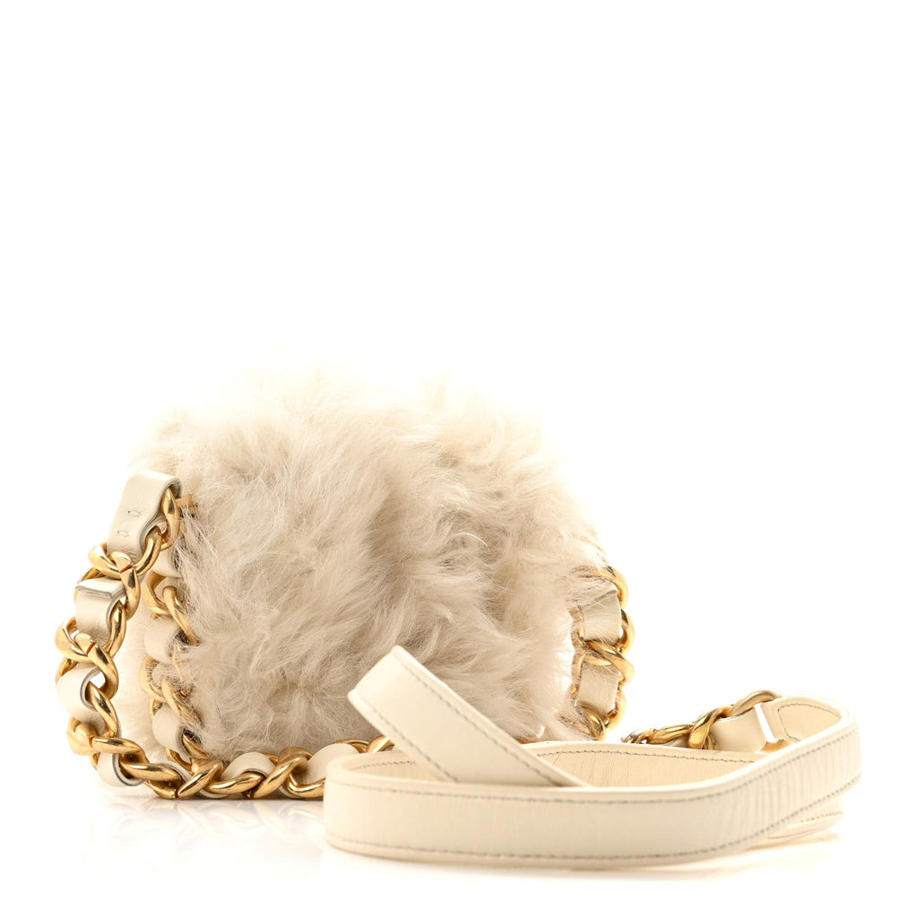 Chanel Fantasy Fur CC Mini Flap Bag White