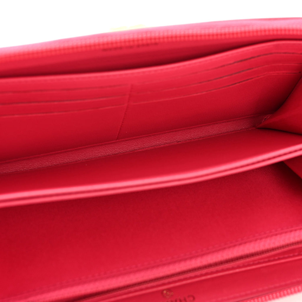 Lambskin Quilted Boy Zip Around Wallet Pink