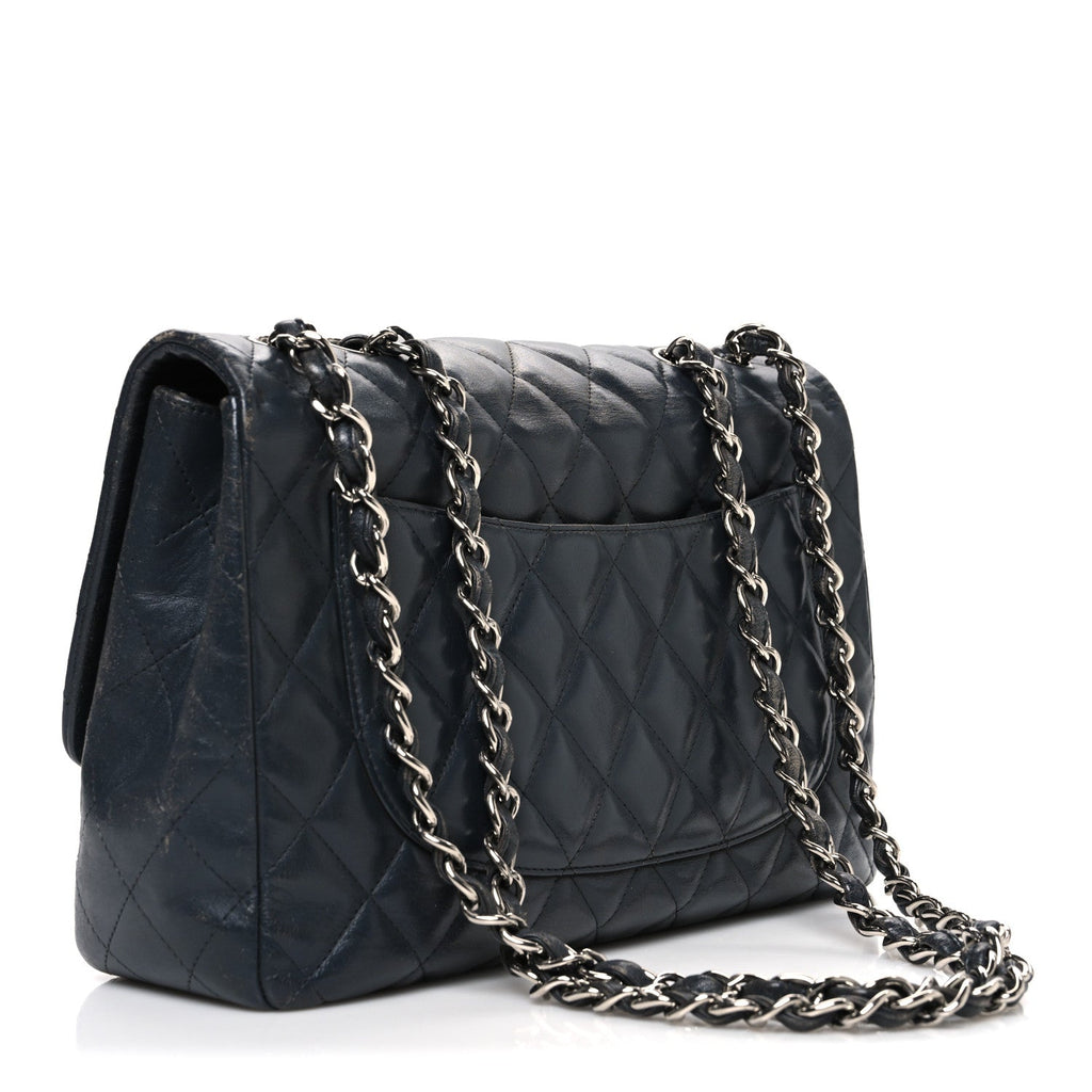 Chanel Lambskin Quilted Jumbo Single Flap Grey