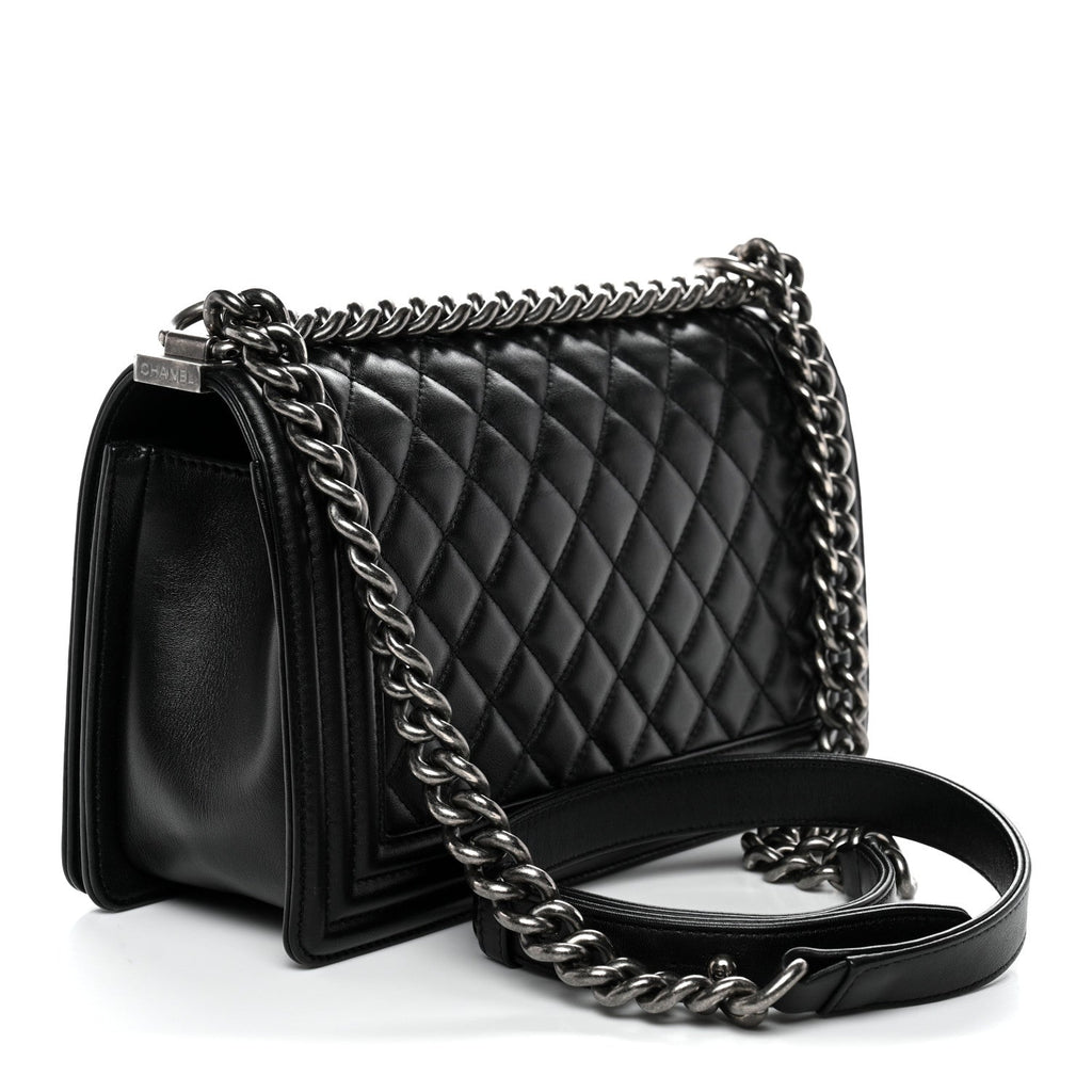 Chanel Lambskin Quilted Medium Boy Flap Black