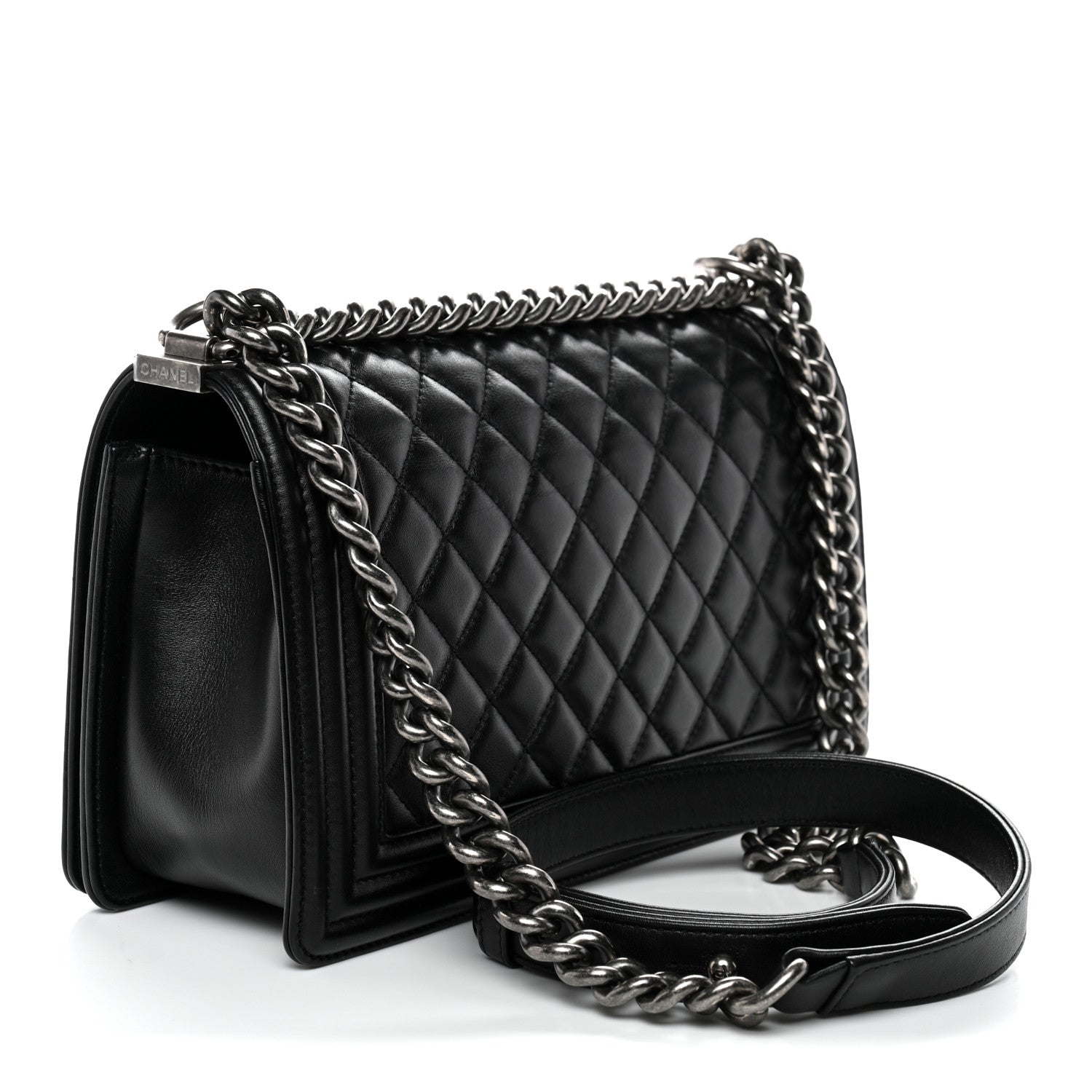 Chanel Lambskin Quilted Medium Boy Flap Black