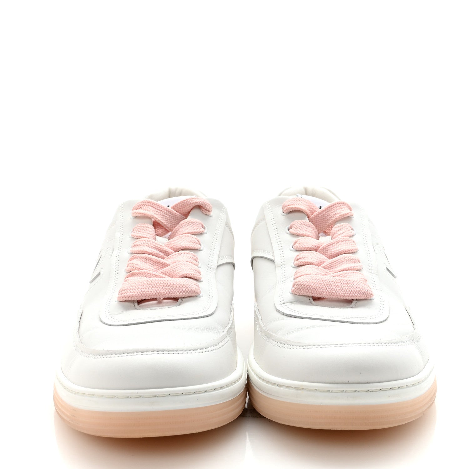 Calfskin Womens CC Sneakers 36 White Light Pink