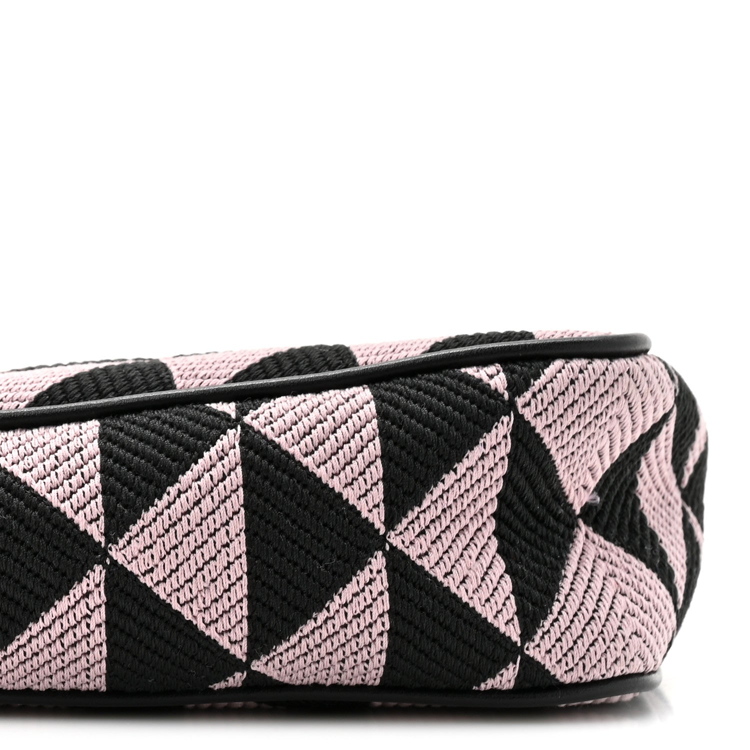 Prada Jacquard Triangolo Symbole Embroidered Mini Triangle Bag Black Alabastro