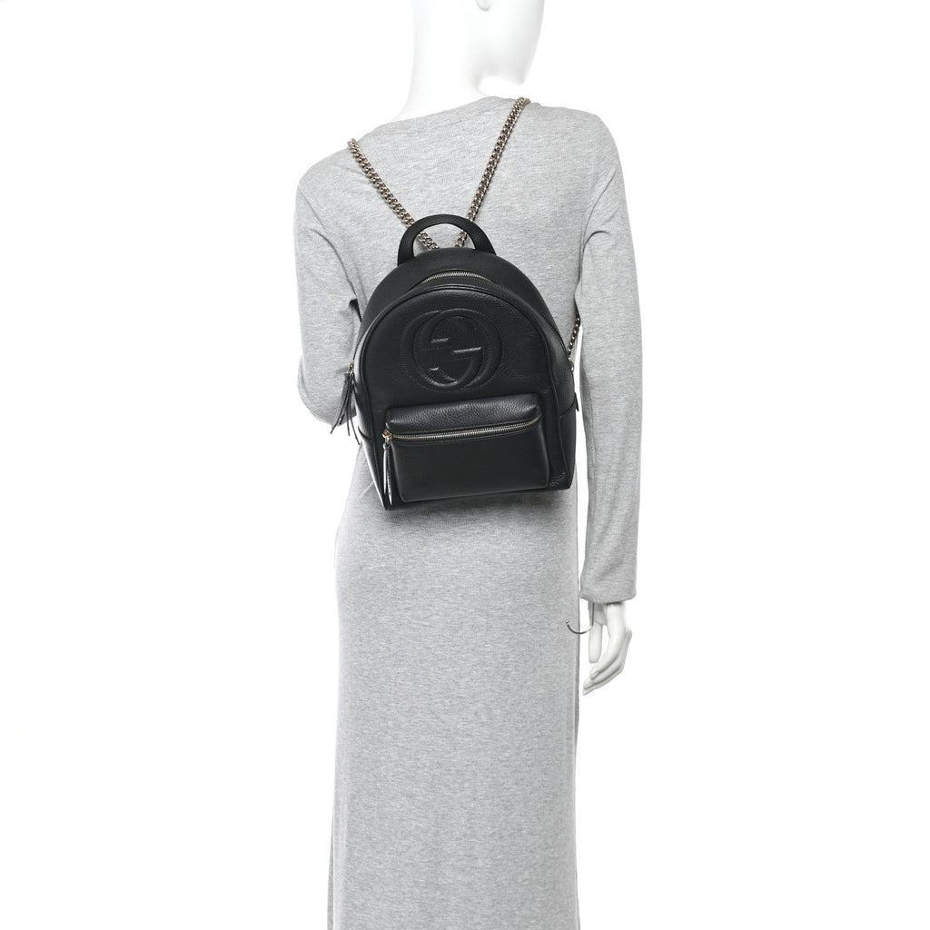 Gucci Pebbled Calfskin Soho Chain Backpack Black