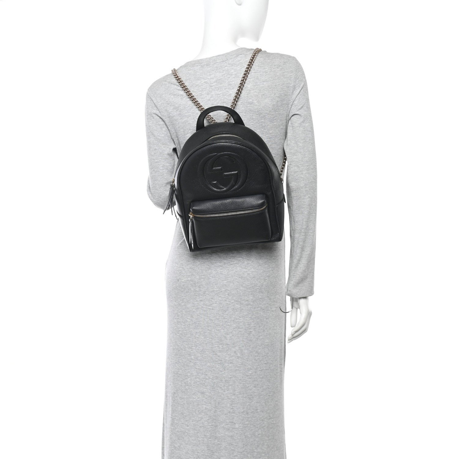 Gucci Pebbled Calfskin Soho Chain Backpack Black