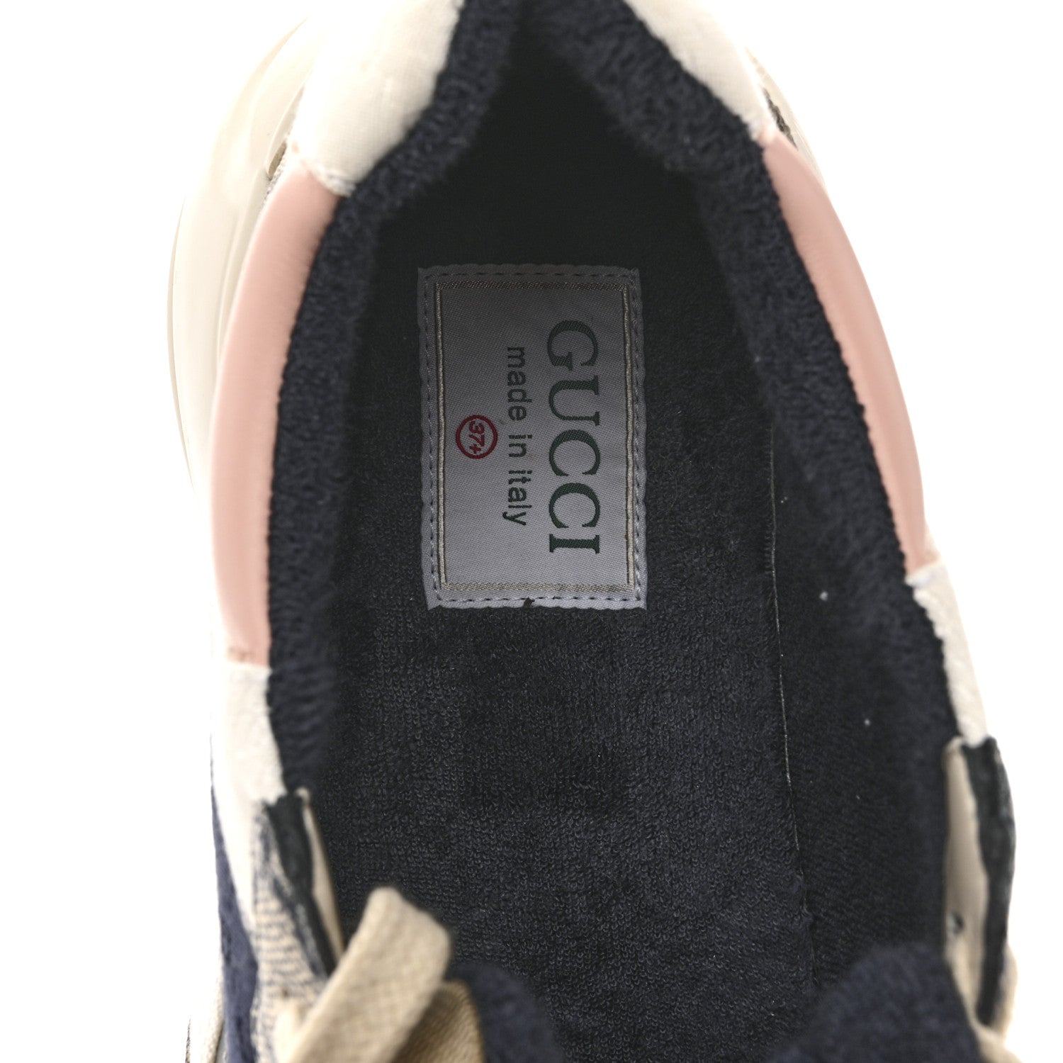 Gucci GG Supreme Monogram Mix Monogram Womens Rhyton Sneakers 37.5 London Blue Beige Pale Pink