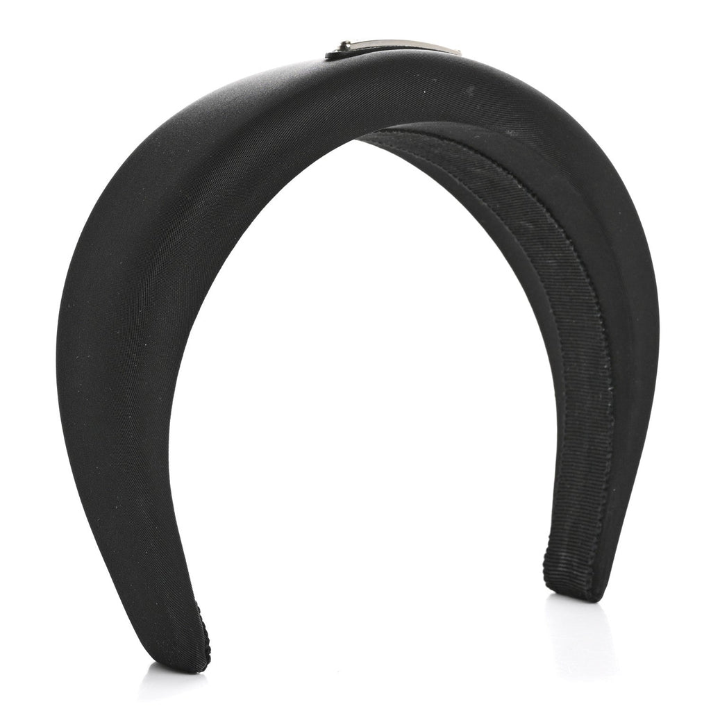 Prada Re-Nylon Metal Triangle Logo Headband Black