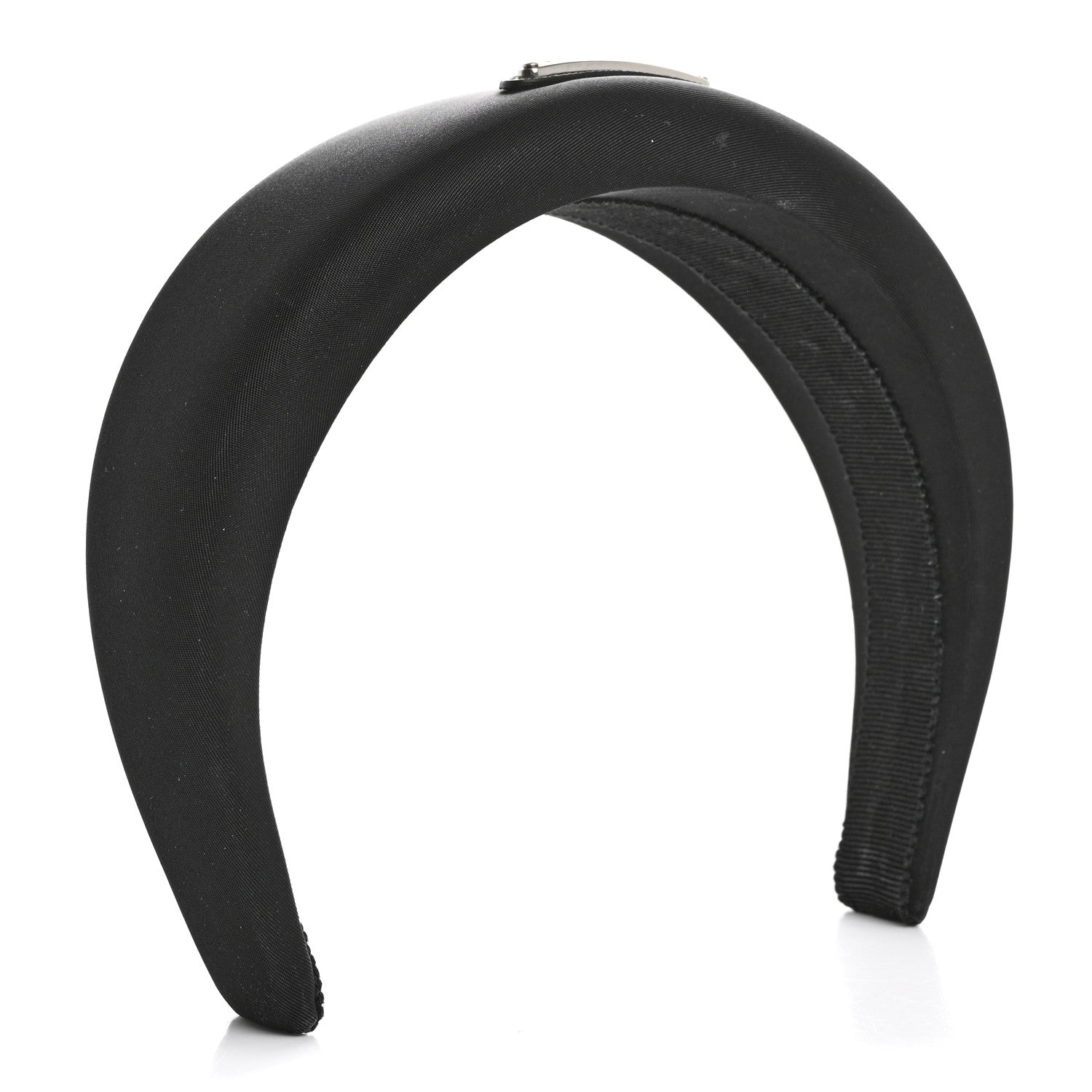 Prada Re-Nylon Metal Triangle Logo Headband Black