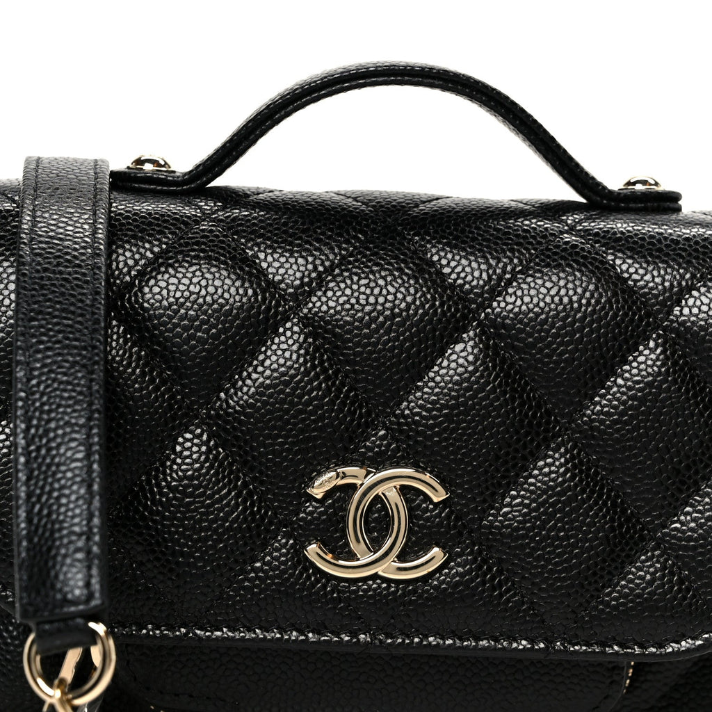 Chanel Caviar Quilted Business Affinity Clutch With Chain Black