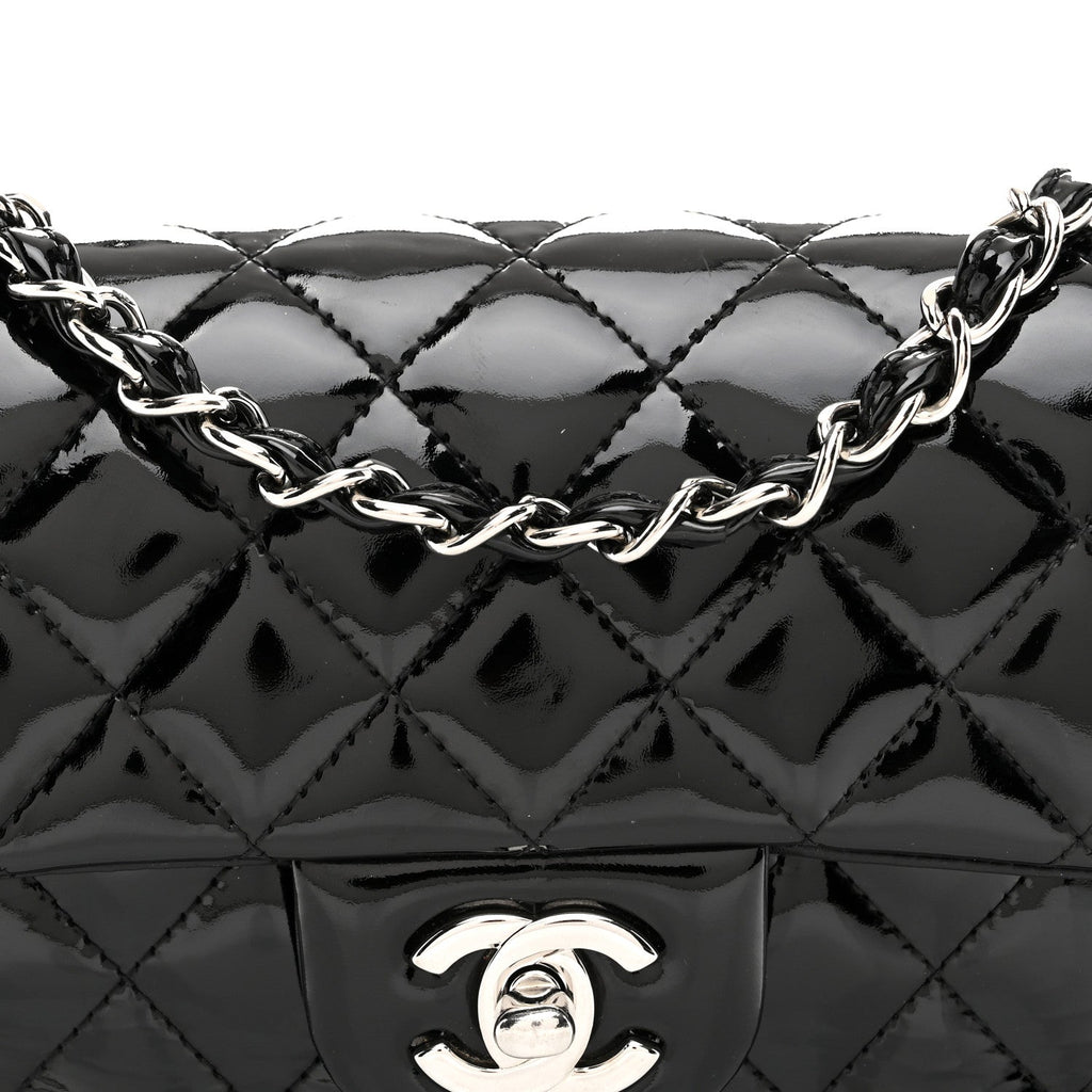 Chanel Patent Calfskin Quilted Mini Rectangular Flap Black