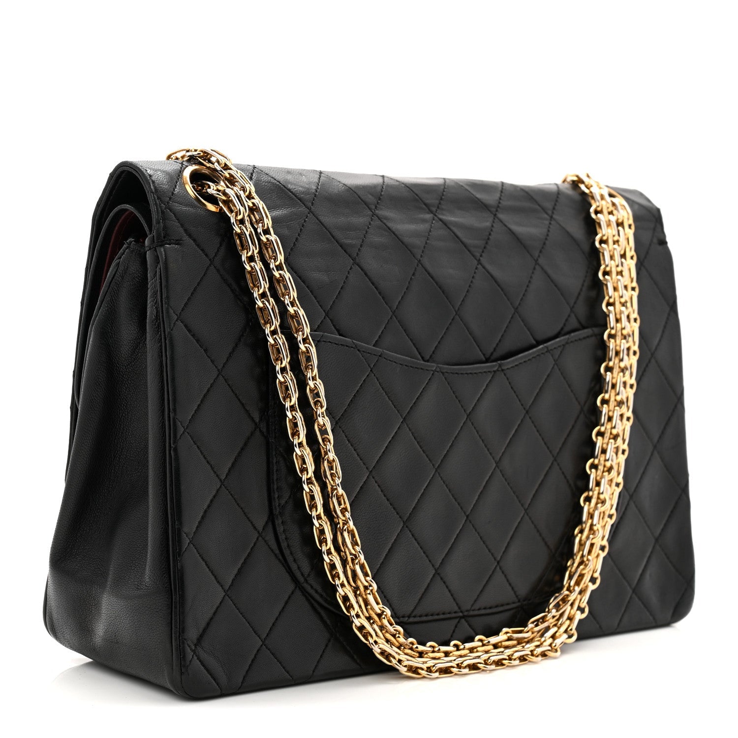 Chanel Lambskin Quilted Medium Double Flap Bijoux Chain Black