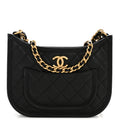 Chanel Calfskin Quilted Hobo Black