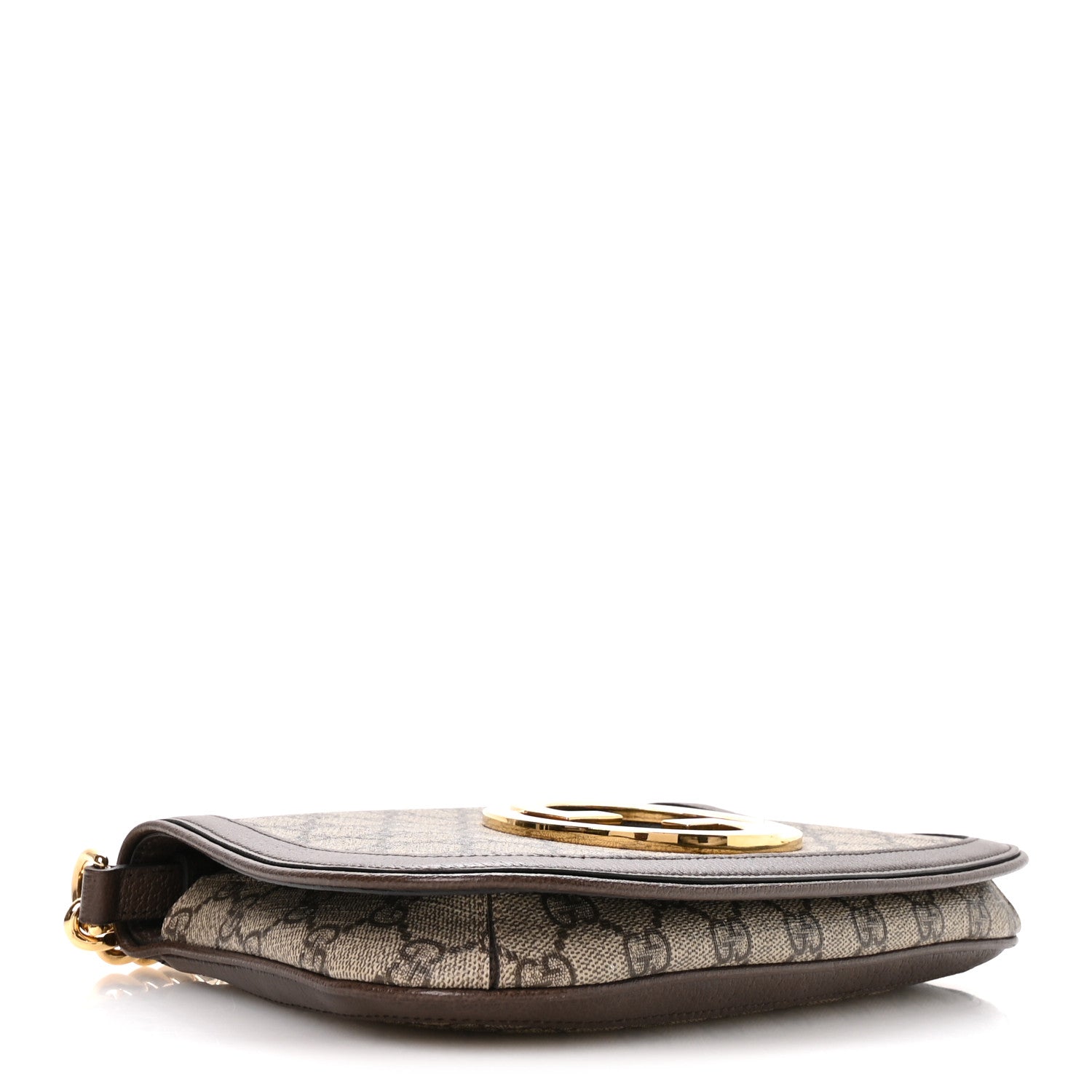 Gucci GG Supreme Monogram Textured Dollar Calfskin Blondie Chain Shoulder Flap Bag Beige Ebony New Acero
