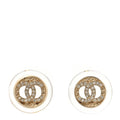 Resin Crystal CC Button Earrings Gold