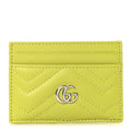 Gucci Calfskin Matelasse GG Marmont Card Holder Bright Green