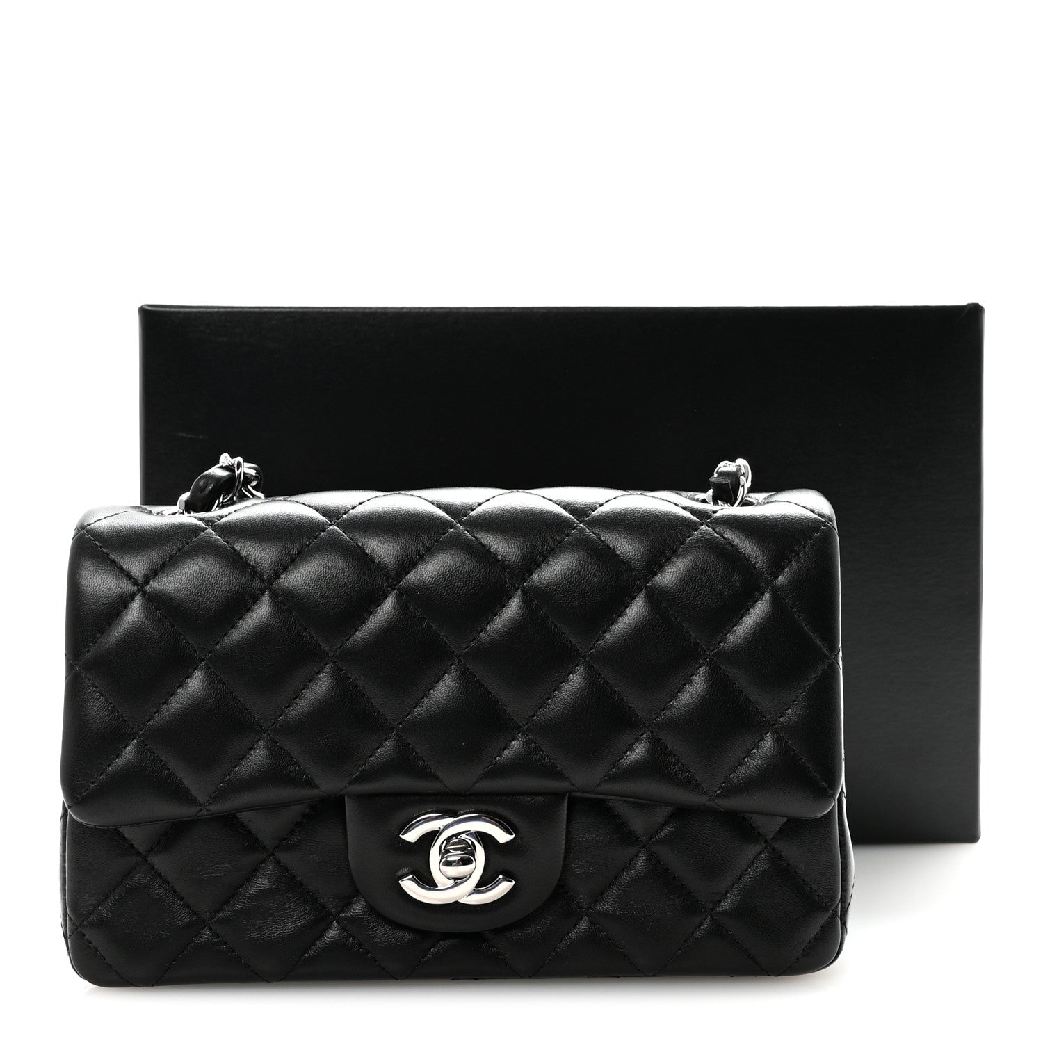 Chanel Lambskin Quilted Mini Rectangular Flap Black