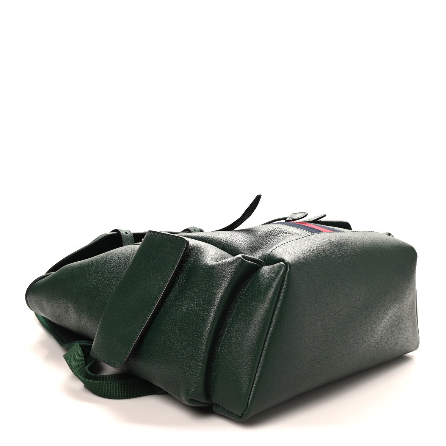 Gucci Grained Calfskin Medium Ophidia Double Buckle Backpack Green