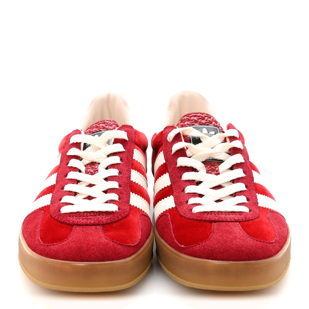 Gucci X ADIDAS Softy Velvet Suede Madeira Demetra Mens Gazelle Sneakers 8 Vulcanic Red Off White Hibiscus Red