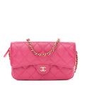 Chanel Caviar Quilted Flap Phone Holder With Chain Pink