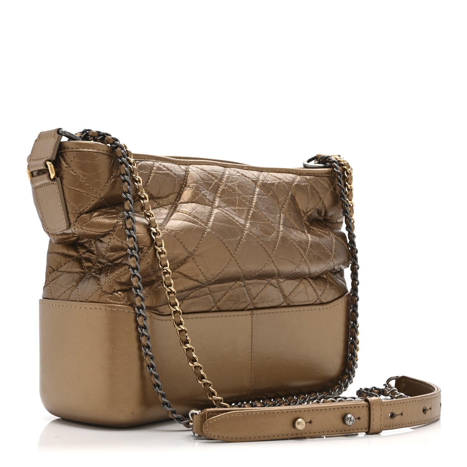 Chanel Metallic Aged Calfskin Quilted Medium Gabrielle  Bronze