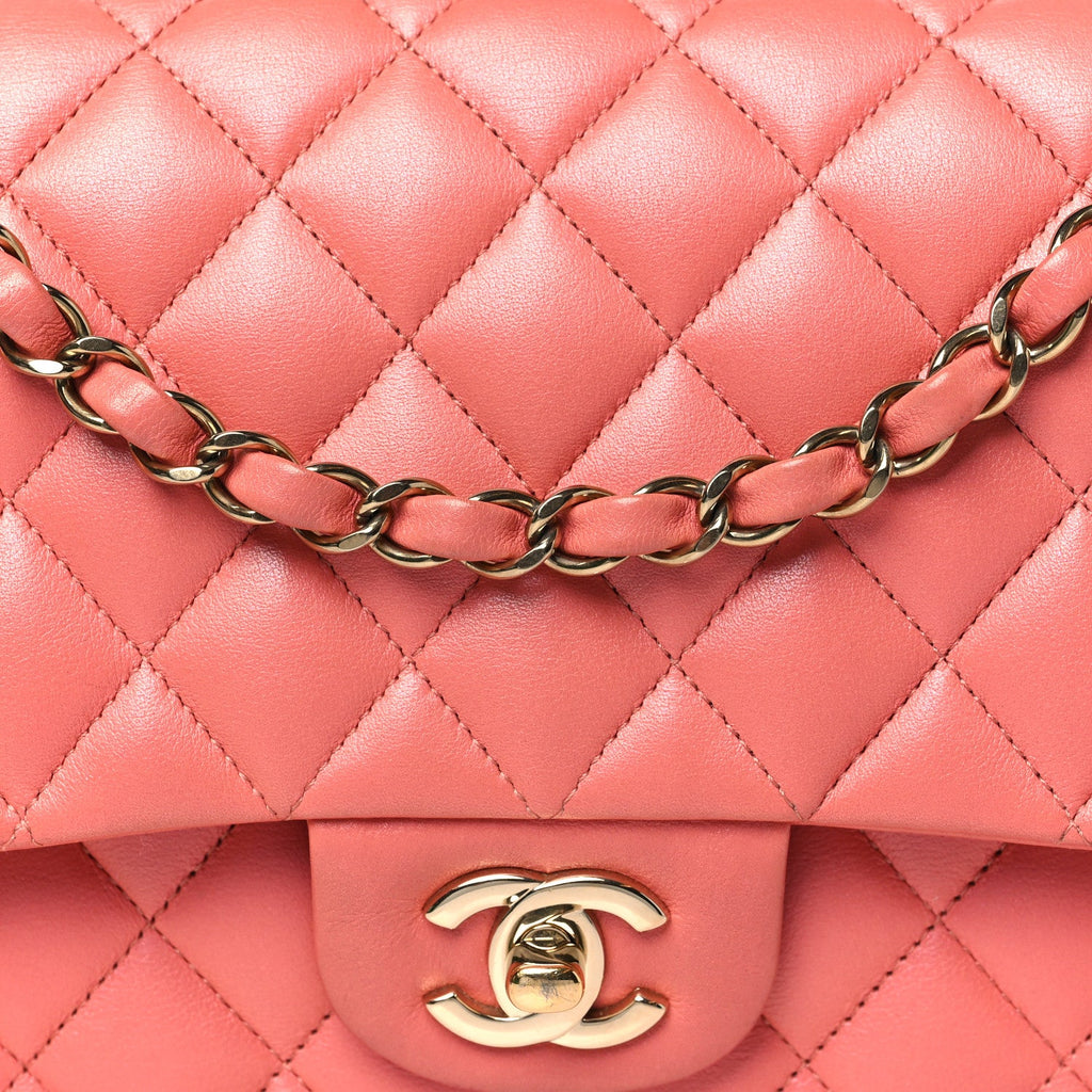 Chanel Iridescent Lambskin Quilted Medium Double Flap Pink