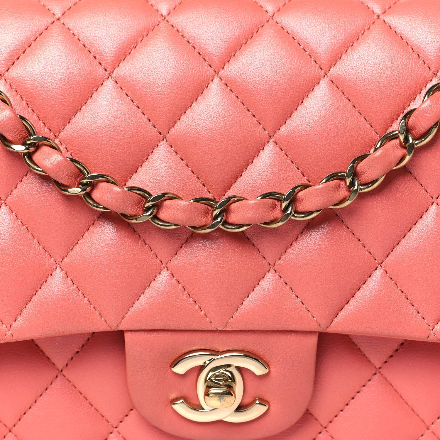 Chanel Iridescent Lambskin Quilted Medium Double Flap Pink