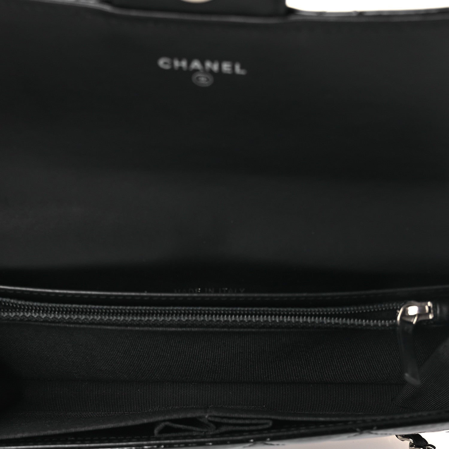Chanel Patent Quilted Wallet On Removable Chain WOC Black