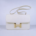Hermes Calf Leather Message Bag H020 Beige Golden