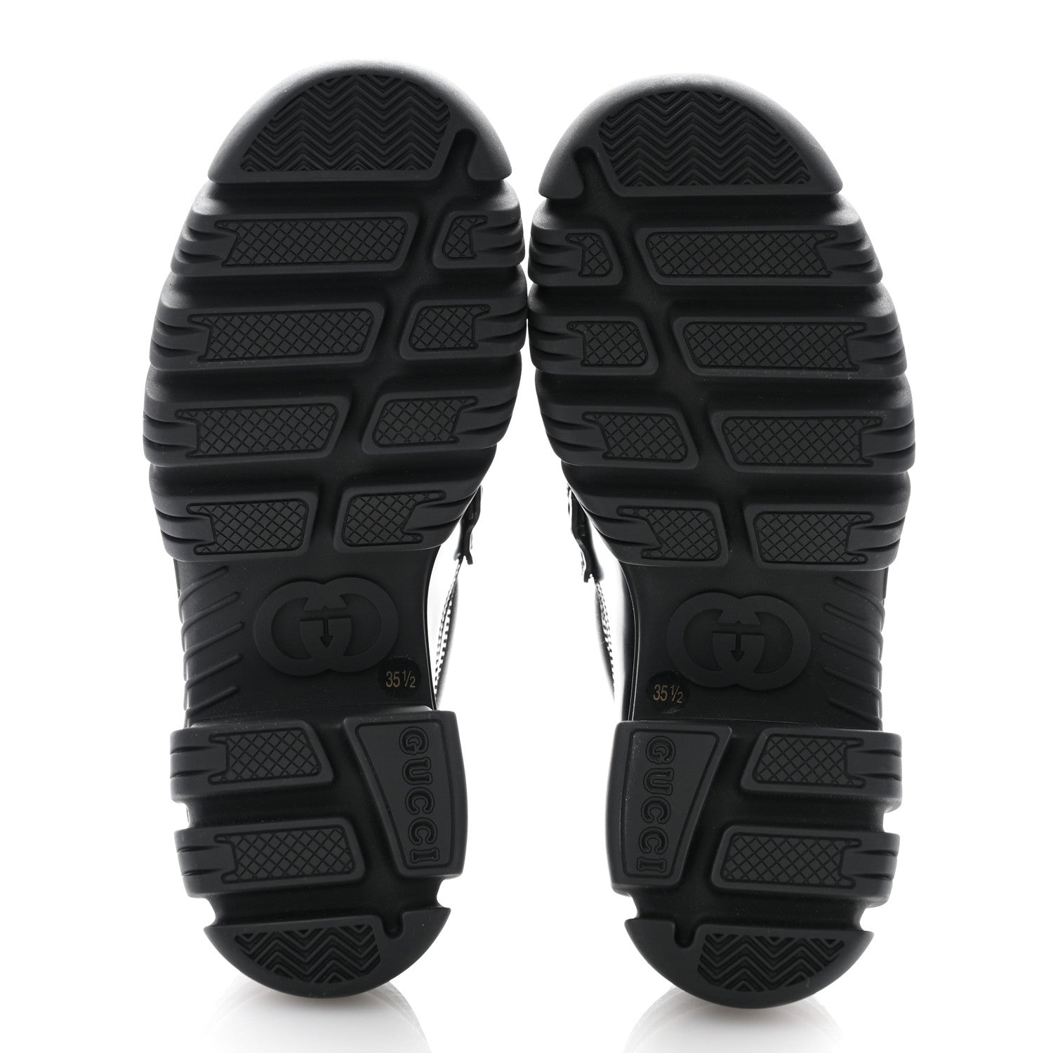 Gucci Magnum Calfskin Nappa Samoa Womens Horsebit Platform Chunky Lug Sole 40mm Loafers 35.5 Black