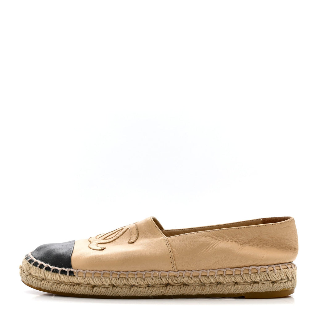 Lambskin CC Espadrilles 39 Beige Black